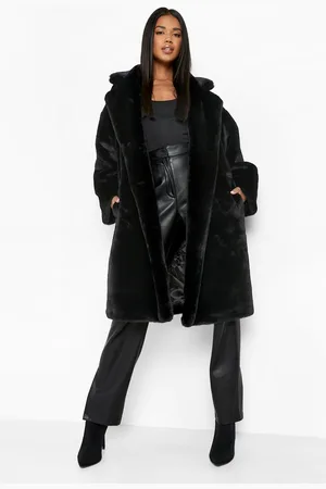 Boohoo Luxe Faux Fur Oversized Coat - - 16