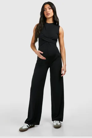Boohoo Maternity Rib Sleeveless Knot Detail Lounge Jumpsuit - - 8