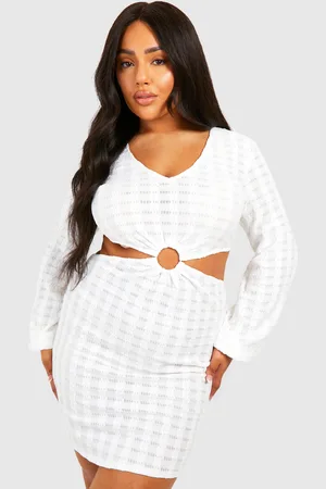 Boohoo Plus Jersey Knitted O- Ring Beach Dress - - 16