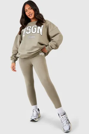 Boohoo Plus Dsgn Studio Slogan Legging Tracksuit - - 16