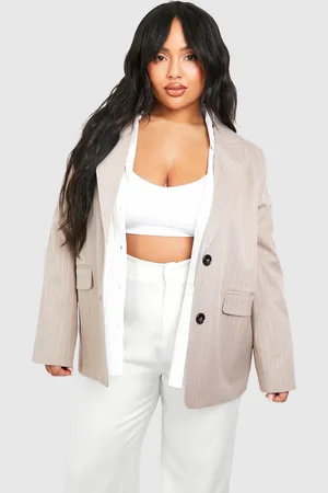 Boohoo Plus Oversized Boyfriend Stripe Blazer - - 16