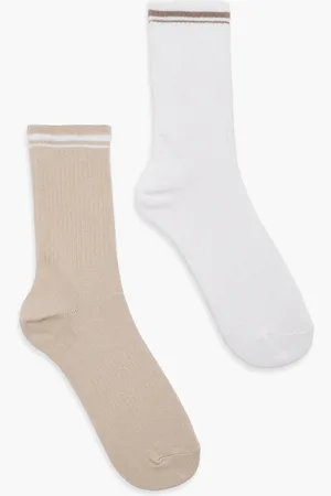 Boohoo 2 Pack Tonal Stripe Socks - - ONE SIZE