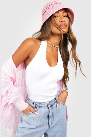 Boohoo Thick Binding Halter Neck Rib Tank - - 10