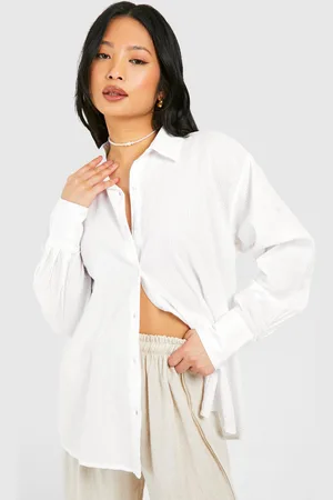 Boohoo Petite Stripe Oversized Shirt - - 6