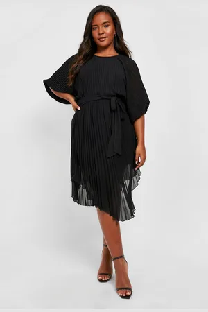 Boohoo Plus Pleated Puff Sleeve Midi Dress - - 16