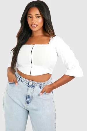 Boohoo Plus Lace Insert Hook And Eye Corset Top - - 28