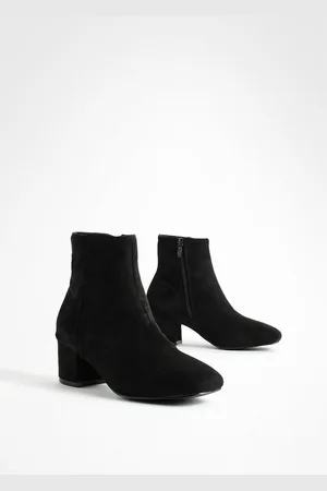 Boohoo Wide Fit Low Block Heel Shoe Boots - - 5