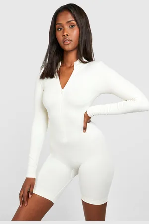 Boohoo Seamless Zip Up Short Unitard - - L