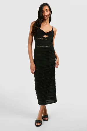 Boohoo Tall Crochet Knitted Cut Out Beach Midaxi Dress - - 8