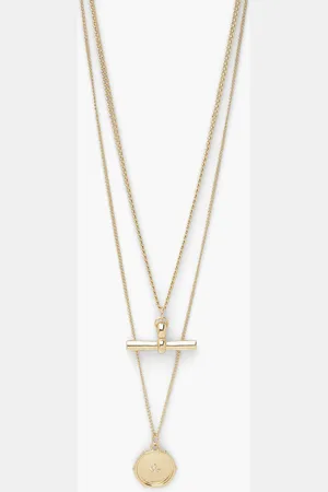 Boohoo T-Bar Double Layer Necklace - - ONE SIZE
