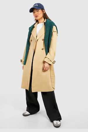 Boohoo Shoulder Detail Belted Trench Coat - - 8