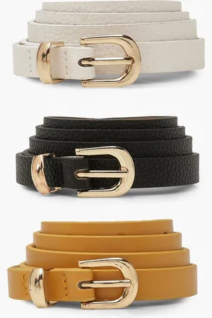Boohoo 3 Pack Skinny Belt - - ONE SIZE