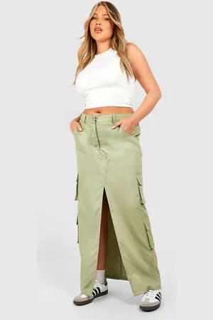 Boohoo Plus Cargo Pocket Midi Skirt - - 16