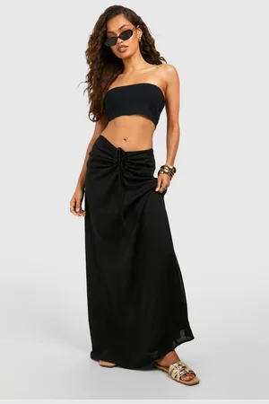 Boohoo Ruched Detail Midi Skirt - - 8