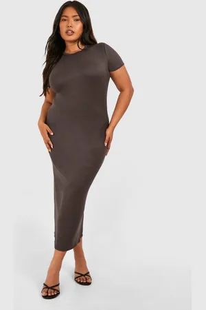 Boohoo Plus Short Sleeve Longline Midi T-Shirt Dress - - 24