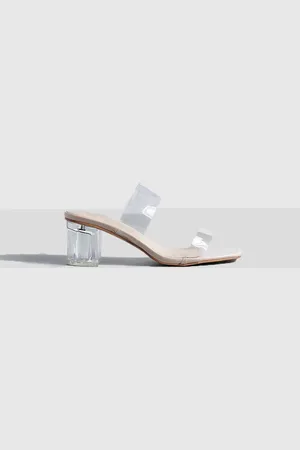 Boohoo Clear Double Strap Low Block Mule - - 8