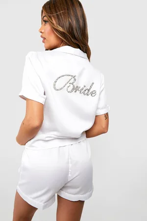 Boohoo Bride Embellished Pj Short Set - - 8