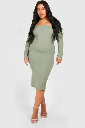 Boohoo Plus Square Neck Bengaline Midi Dress - - 28