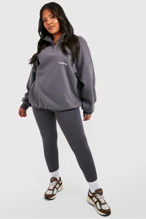 Boohoo Plus Oversized Dsgn Half Zip Sweatshirt And Legging Set - - 28