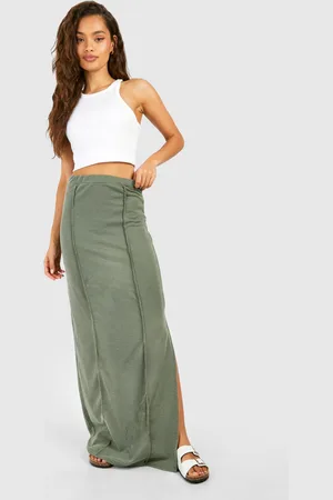 Boohoo Washed Seam Detail Jersey Maxi Skirt - - 6