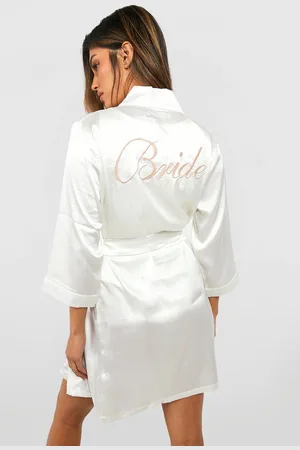 Boohoo Bride Satin Robe - - XS