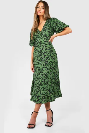 Boohoo Floral Print Midi Smock Dress - - 8