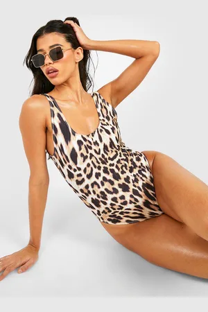 Boohoo Tall Leopard Print Scoop Swimsuit - - 6