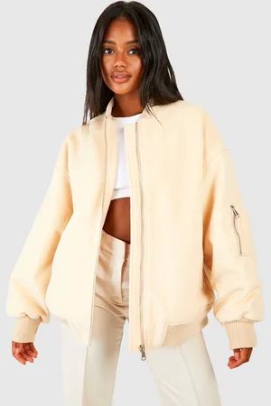 Boohoo Oversized Wool Look Bomber Jacket - - 8