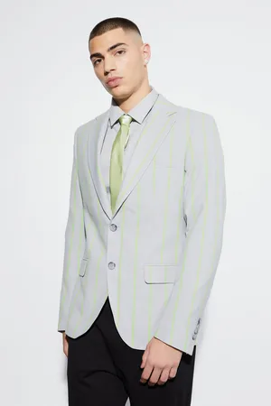 Boohoo Slim Single Breasted Wide Stripe Suit Jacket - - 34