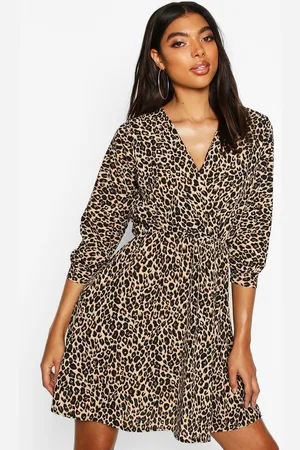 Boohoo Tall Leopard Print Wrap Dress - - 6