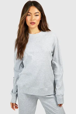 Boohoo Loungewear Rib Long Sleeve T-Shirt - - 6