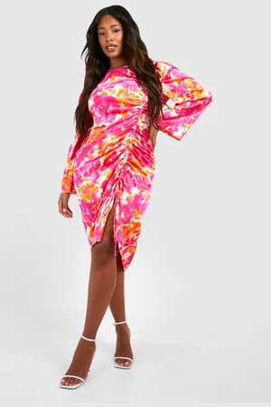 Boohoo Plus Woven Floral Ruched Midi Dress - - 28
