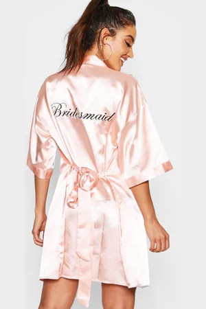 Boohoo Bridesmaid Satin Robe - - L