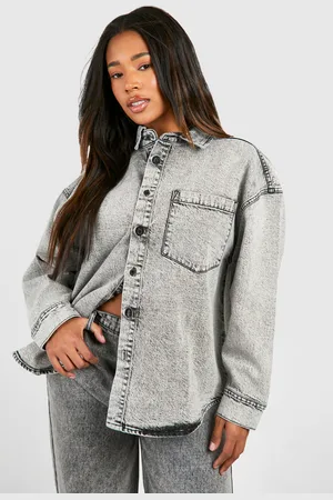 Boohoo Plus Basic Oversized Denim Shirt - - 16