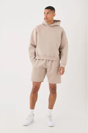 Boohoo Oversized Boxy Bonded Scuba Hooded Short Tracksuit - - S