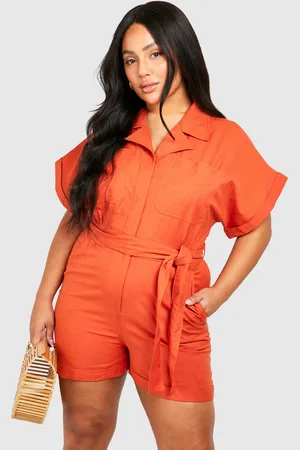 Boohoo Plus Woven Utility Belted Playsuit - - 16