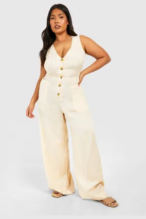 Boohoo Plus Woven Tailored Button Down Jumpsuit - - 16