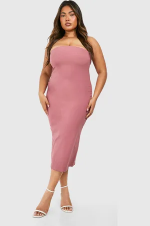 Boohoo Plus Bandeau Bengaline Midi Dress - - 16