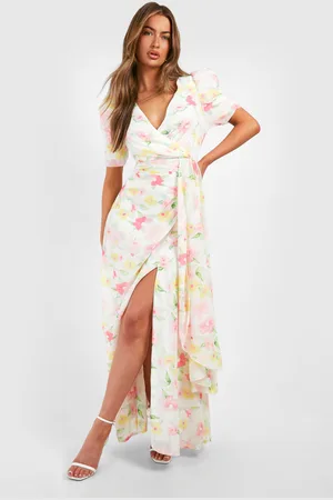 Boohoo Floral Print Drape Detail Maxi Dress - - 8