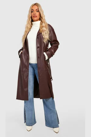 Boohoo Plus Faux Pu Trench Coat - - 22