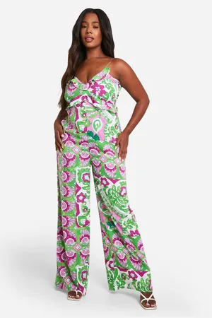 Boohoo Plus Woven Paisley Print Strappy Jumpsuit - - 28