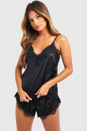 Boohoo Eyelash Lace Trim Cami & Shorts Pyjama Set - - 8