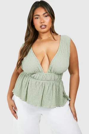 Boohoo Plus Textured Sleeveless Elasticated Peplum - - 16
