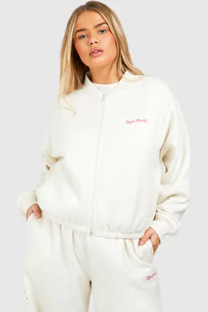 Boohoo Plus Dsgn Studio Script Zip Through Bomber Sweatshirt - - 16