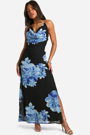 Boohoo Floral Print Cowl Neck Maxi Dress - - 14
