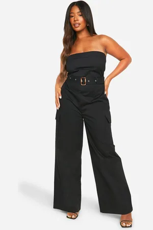 Boohoo Plus Utility Bandeau Belted Jumpsuit - - 28