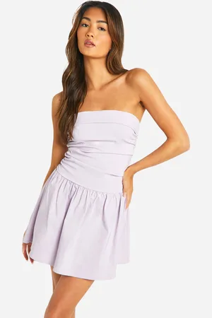 Boohoo Ruched Bandeau Mini Smock Dress - - 14