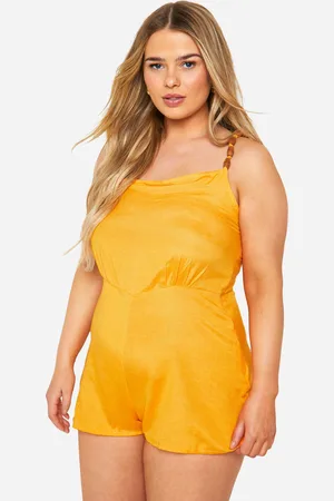 Boohoo Plus Woven Bead Detail Strappy Playsuit - - 16