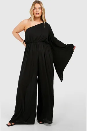 Boohoo Plus Flare Sleeve Cheesecloth Jumpsuit - - 16