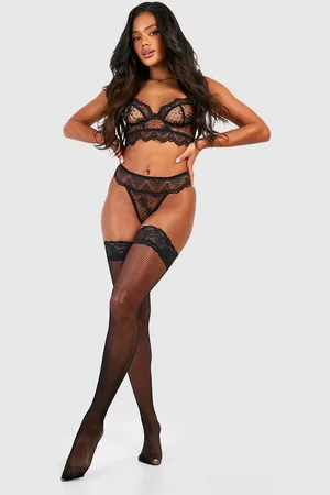 Boohoo Lace Top Fishnet Stockings - - ONE SIZE
